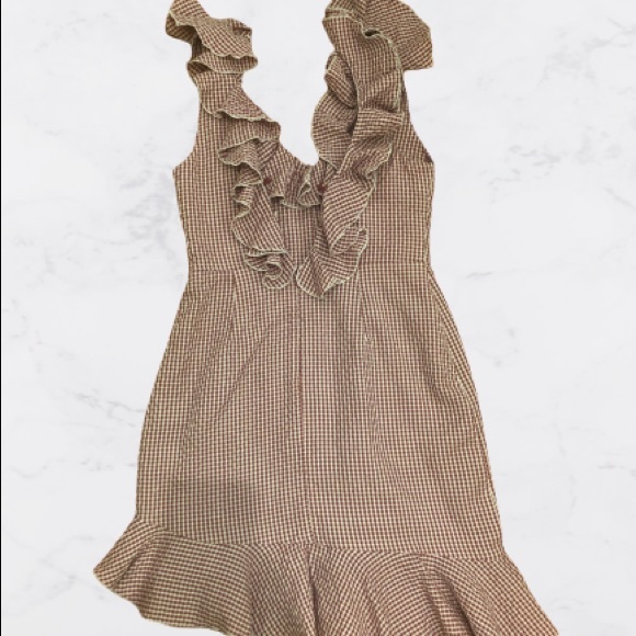 WAYF gingham ruffle dress - Picture 2 of 2